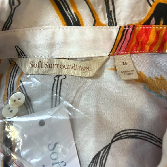 Soft Surroundings Samara Modal Shirt Colorful Floral Print Pearl Button Multi M - Picture 4 of 6